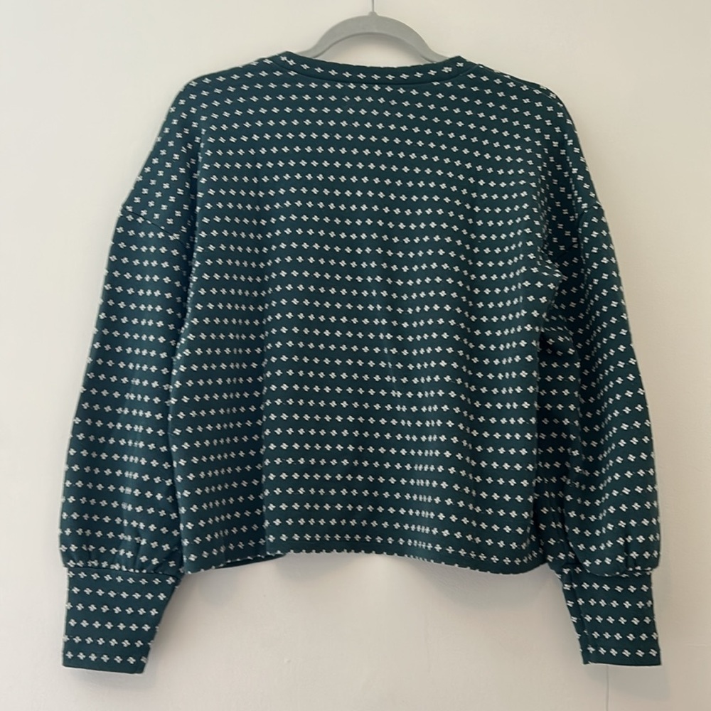 Madewell Floral Jacquard Puff-Sleeve Top in Green Lane - Picture 6 of 8